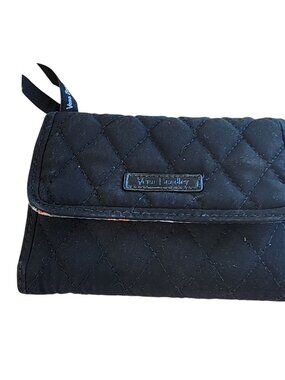 Vera Bradley Microfiber Quilted Wallet Black floral 5.5"x 4"